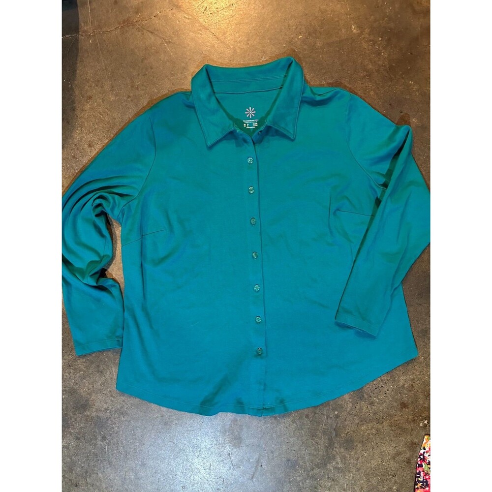 Isaac Mizrahi Live! Long Sleeve Blue Shirt Size XL